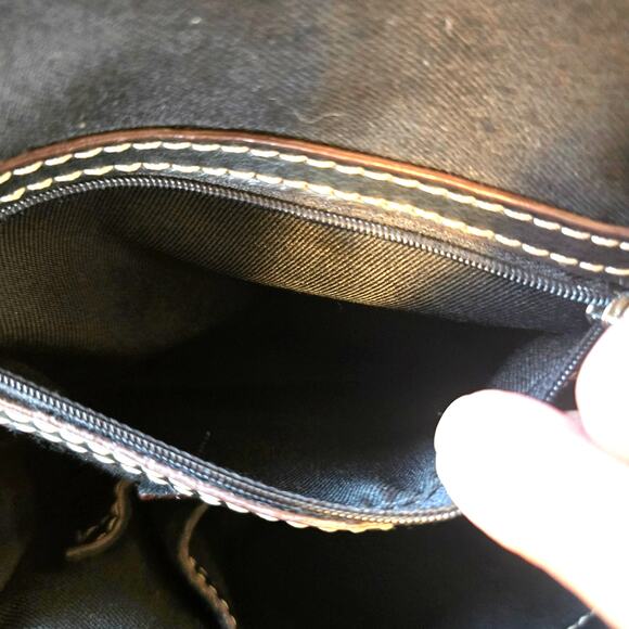 St. Johns Bay Leather Handbag with backpack straps in Black - Picture 8 of 13